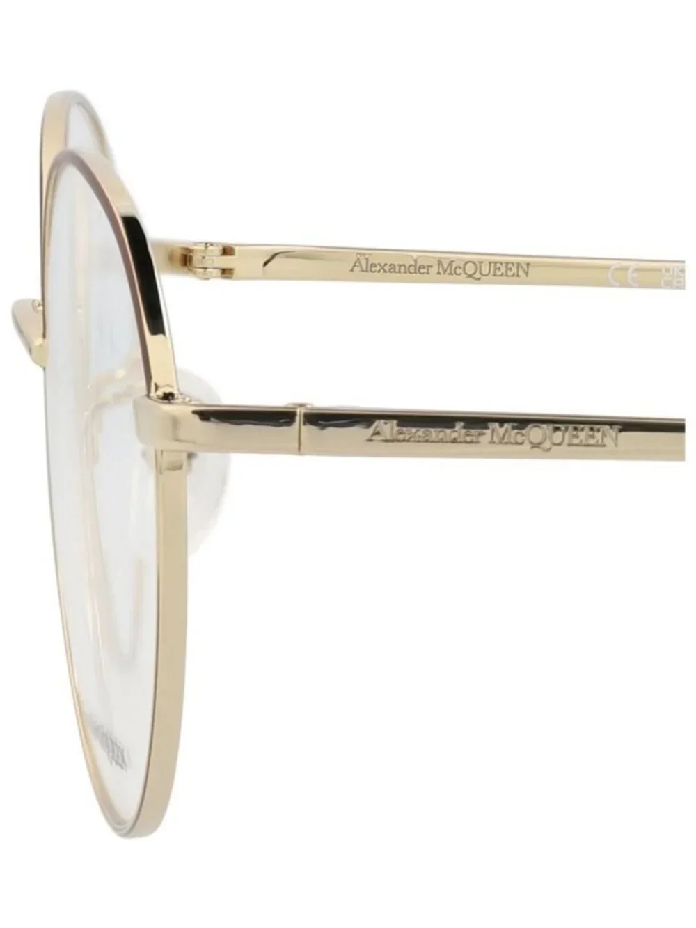 New Alexander McQueen Unisex Round/Oval Gold Gold Transparent Fashion Designer E